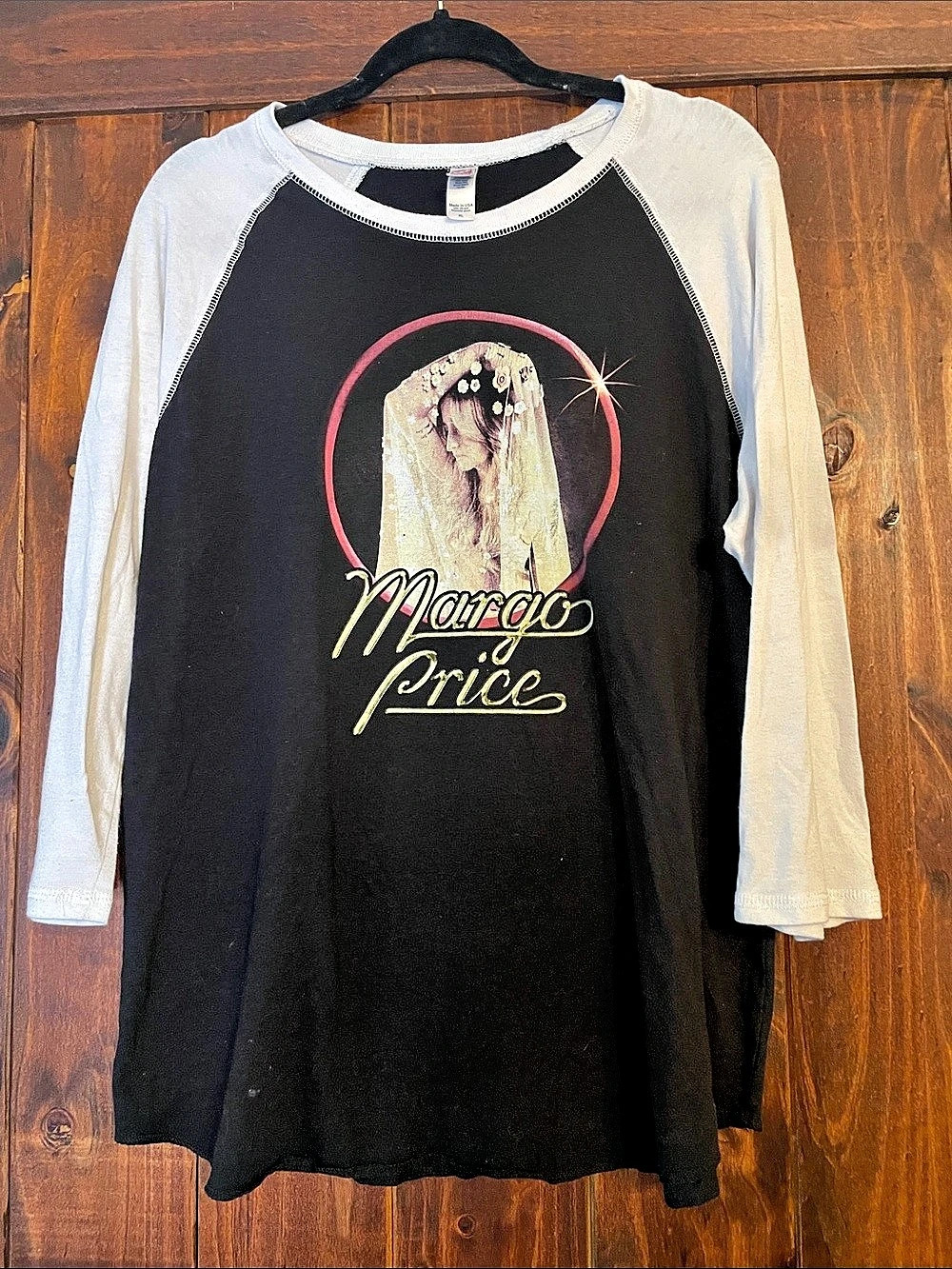Margo Price That's How Rumors Get Started Raglan Baseball T-Shirt Black & White